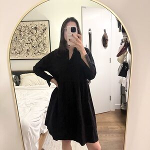 Everlane Black Collared Babydoll Dress